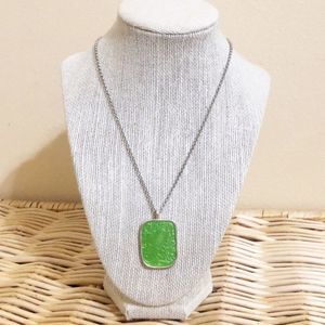 Baked Beads Green Quail Pendant Necklace